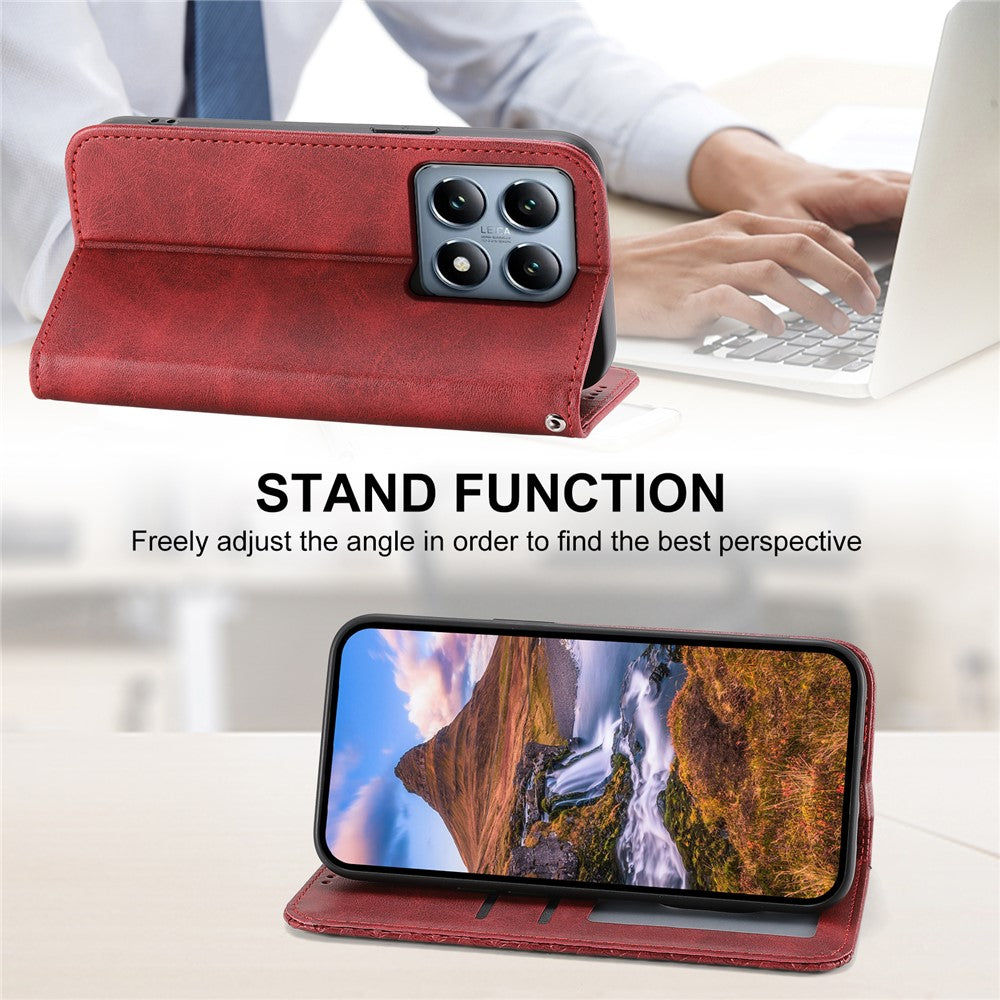 For Xiaomi 14T Pro Case Calf Texture PU Leather Phone Cover with Wallet