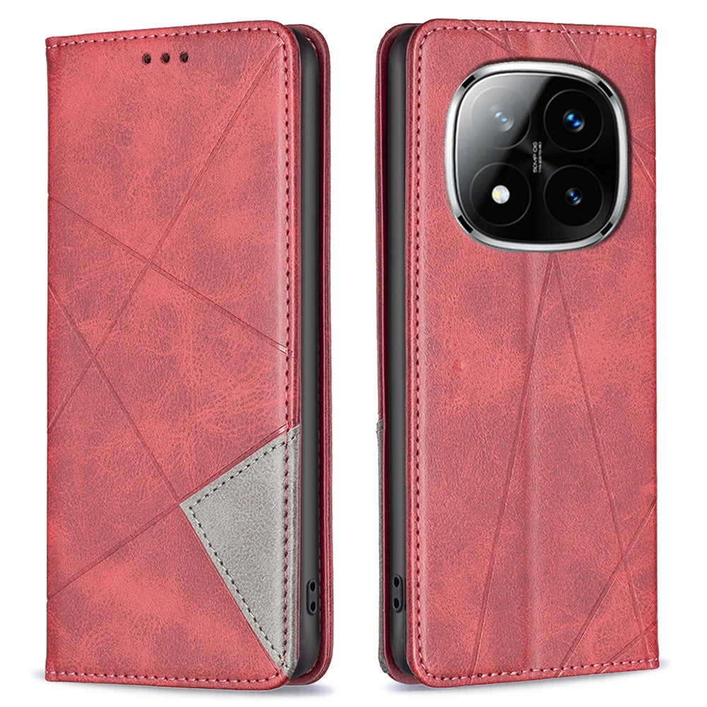 For Xiaomi Redmi Note 14 Pro+ 5G / Note 14 Pro 5G / Poco X7 5G Case Card Slots Geometry Imprint Leather Phone Cover