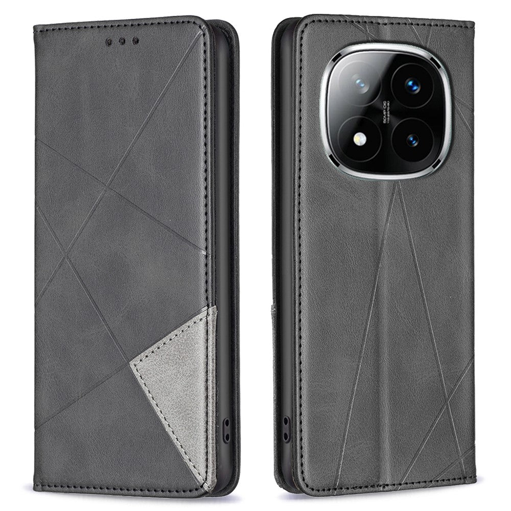 For Xiaomi Redmi Note 14 Pro+ 5G / Note 14 Pro 5G / Poco X7 5G Case Card Slots Geometry Imprint Leather Phone Cover