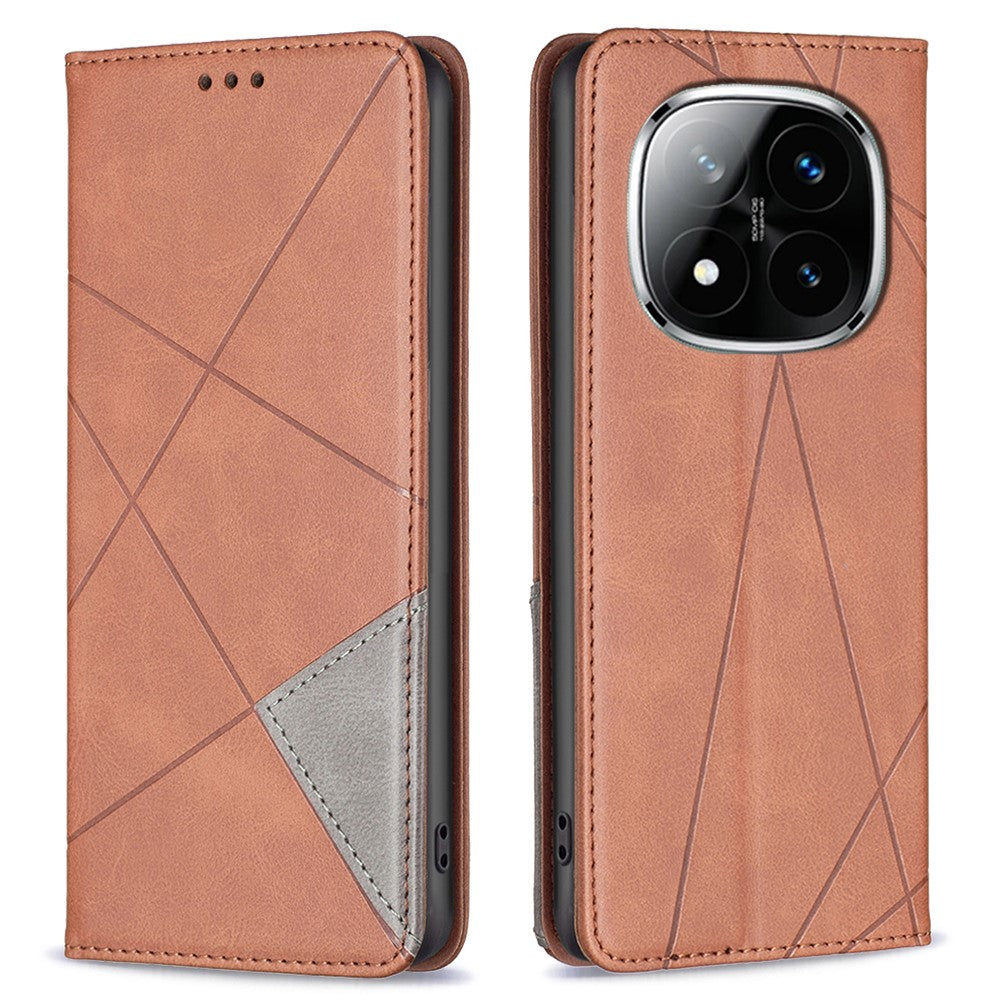 For Xiaomi Redmi Note 14 Pro+ 5G / Note 14 Pro 5G / Poco X7 5G Case Card Slots Geometry Imprint Leather Phone Cover