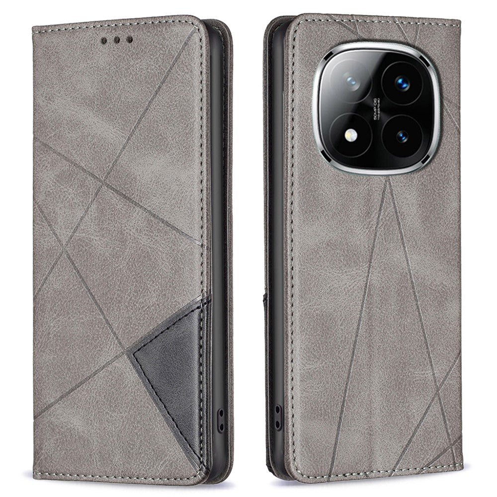 For Xiaomi Redmi Note 14 Pro+ 5G / Note 14 Pro 5G / Poco X7 5G Case Card Slots Geometry Imprint Leather Phone Cover