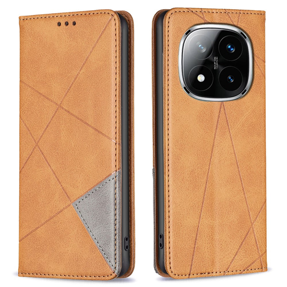 For Xiaomi Redmi Note 14 Pro+ 5G / Note 14 Pro 5G / Poco X7 5G Case Card Slots Geometry Imprint Leather Phone Cover