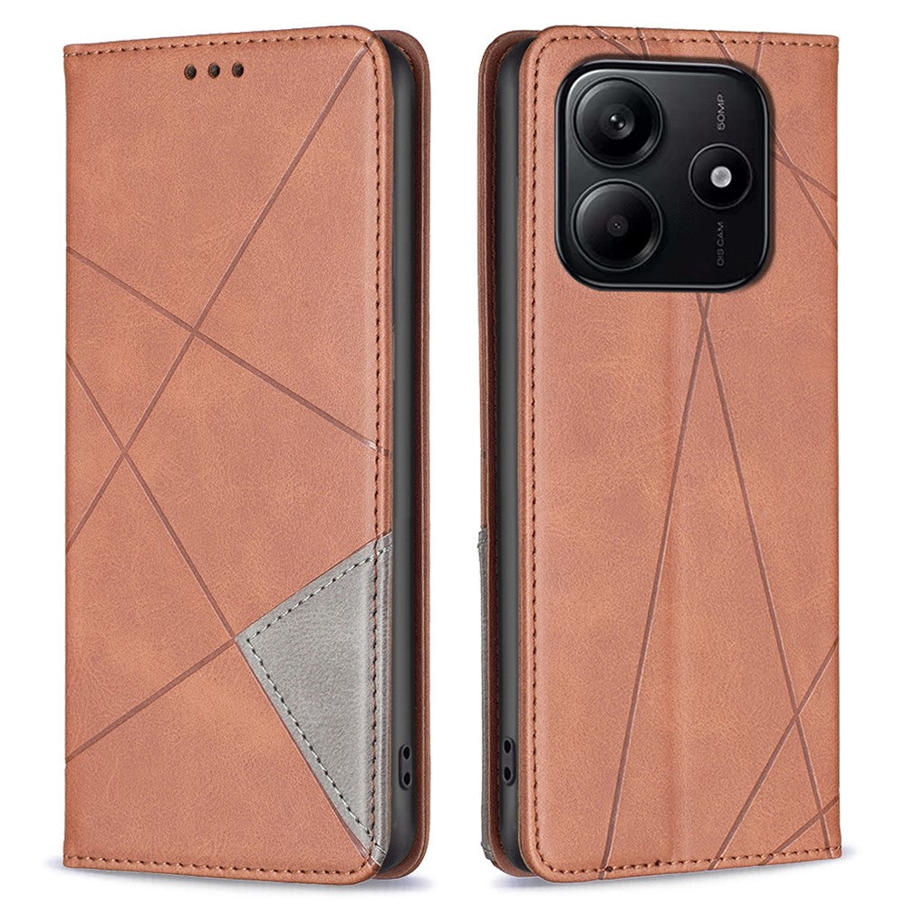 For Xiaomi Redmi Note 14 5G Case Card Slots Geometry Imprint Leather Phone Cover