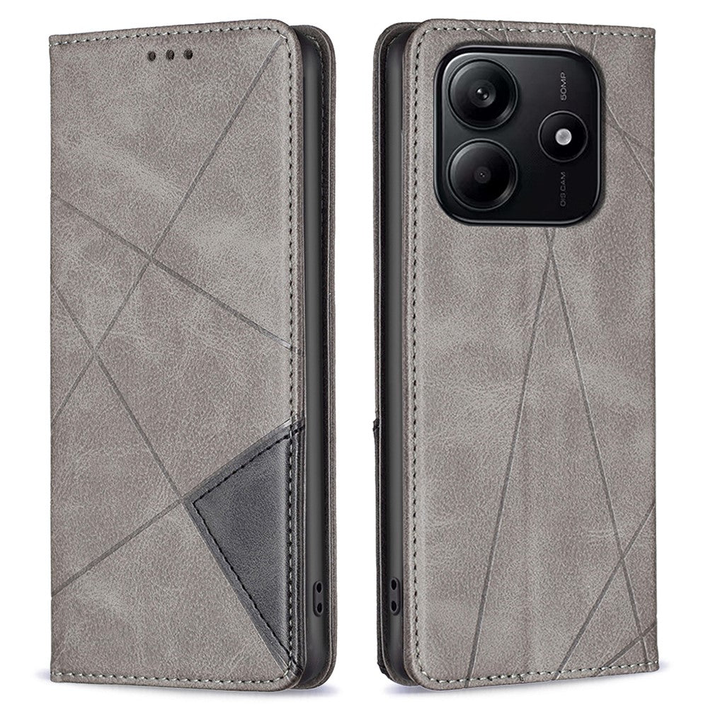 For Xiaomi Redmi Note 14 5G Case Card Slots Geometry Imprint Leather Phone Cover