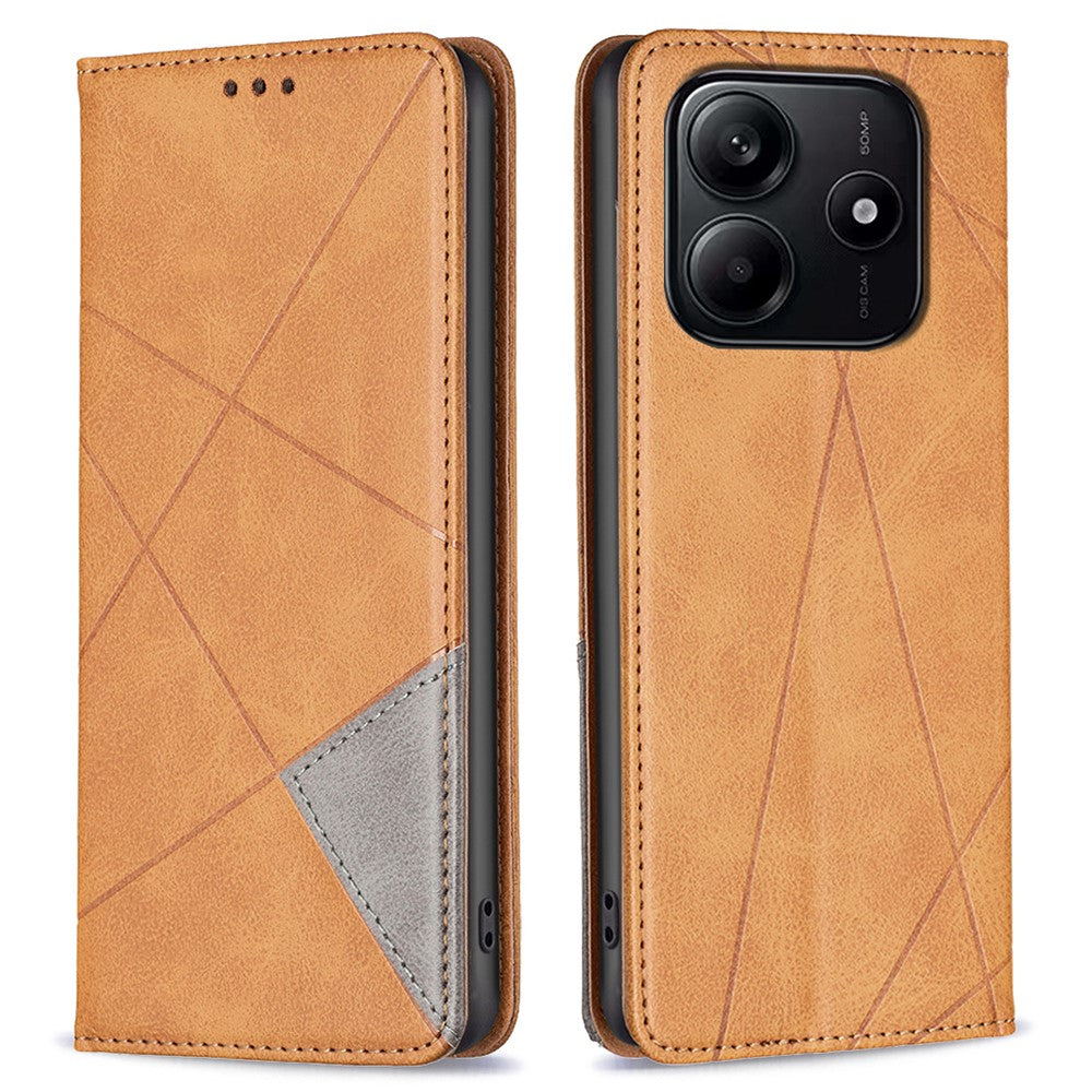 For Xiaomi Redmi Note 14 5G Case Card Slots Geometry Imprint Leather Phone Cover