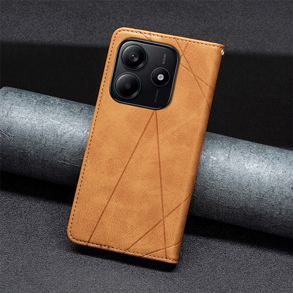 For Xiaomi Redmi Note 14 5G Case Card Slots Geometry Imprint Leather Phone Cover