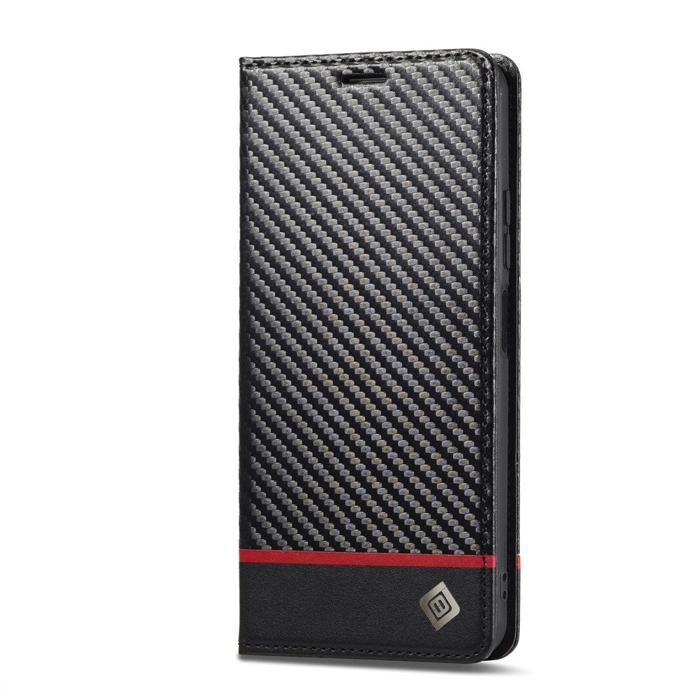 LC.IMEEKE For Xiaomi 14T Case Carbon Fiber Texture Phone Cover Stand Card Holder