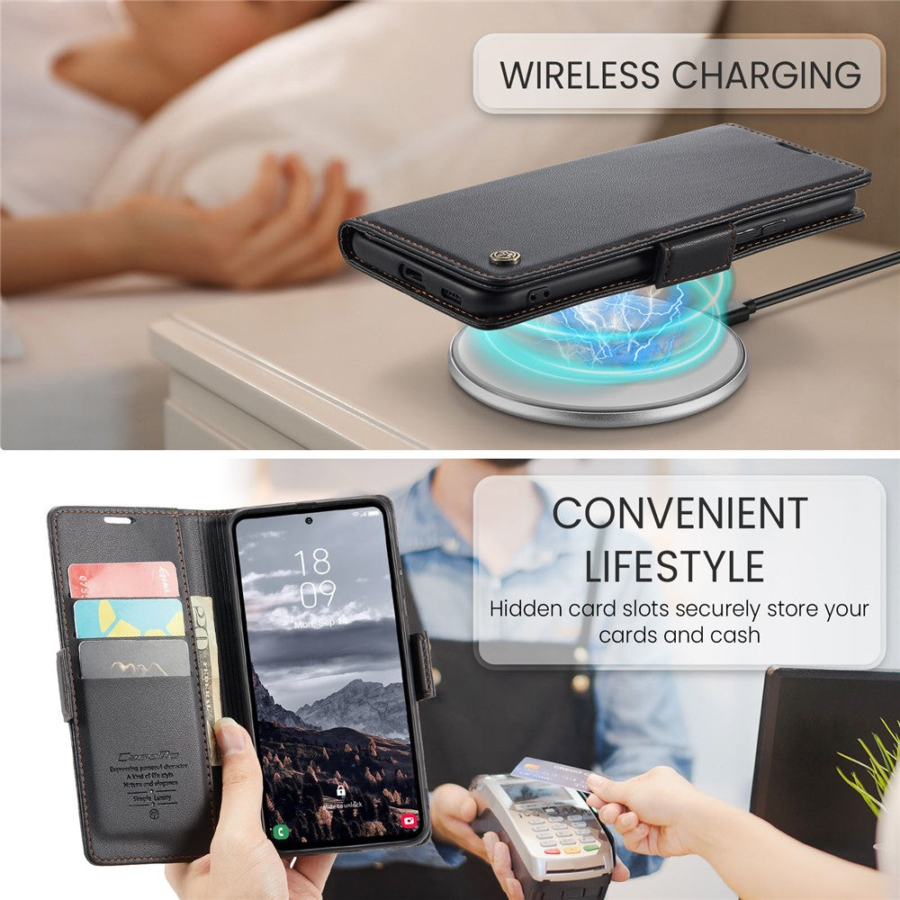 Galaxy S24 FE Glänzende Wallet-Hülle – RFID-Schutz & Ständer