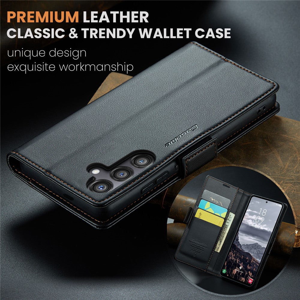 Galaxy S24 FE Glänzende Wallet-Hülle – RFID-Schutz & Ständer