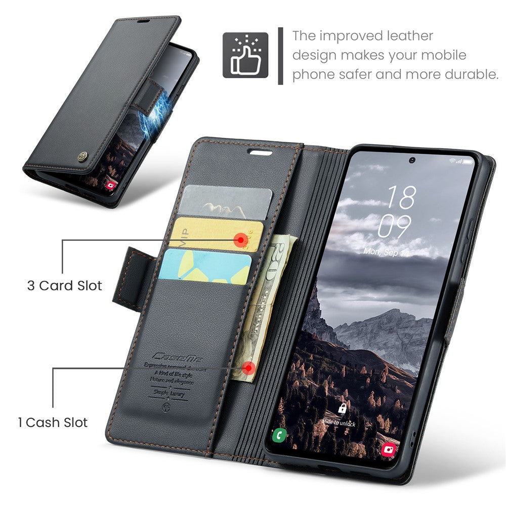 Galaxy S24 FE Glänzende Wallet-Hülle – RFID-Schutz & Ständer