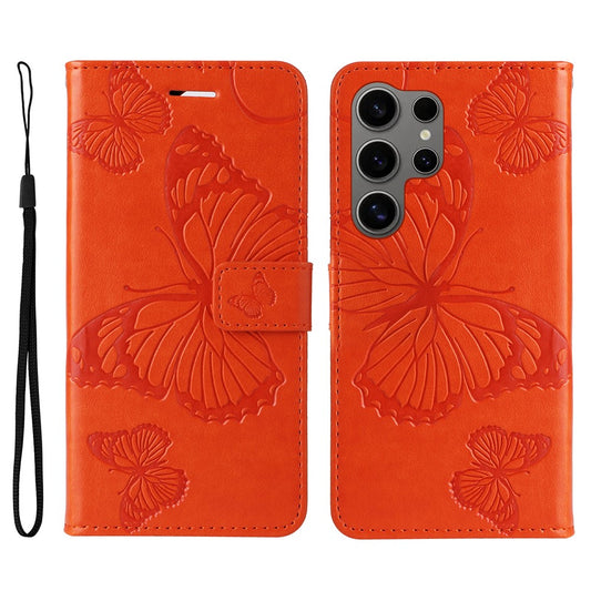 Galaxy S25 Ultra Wallet-Hülle – Schmetterling Aufgedruckt & Mit Ständer und Riemen