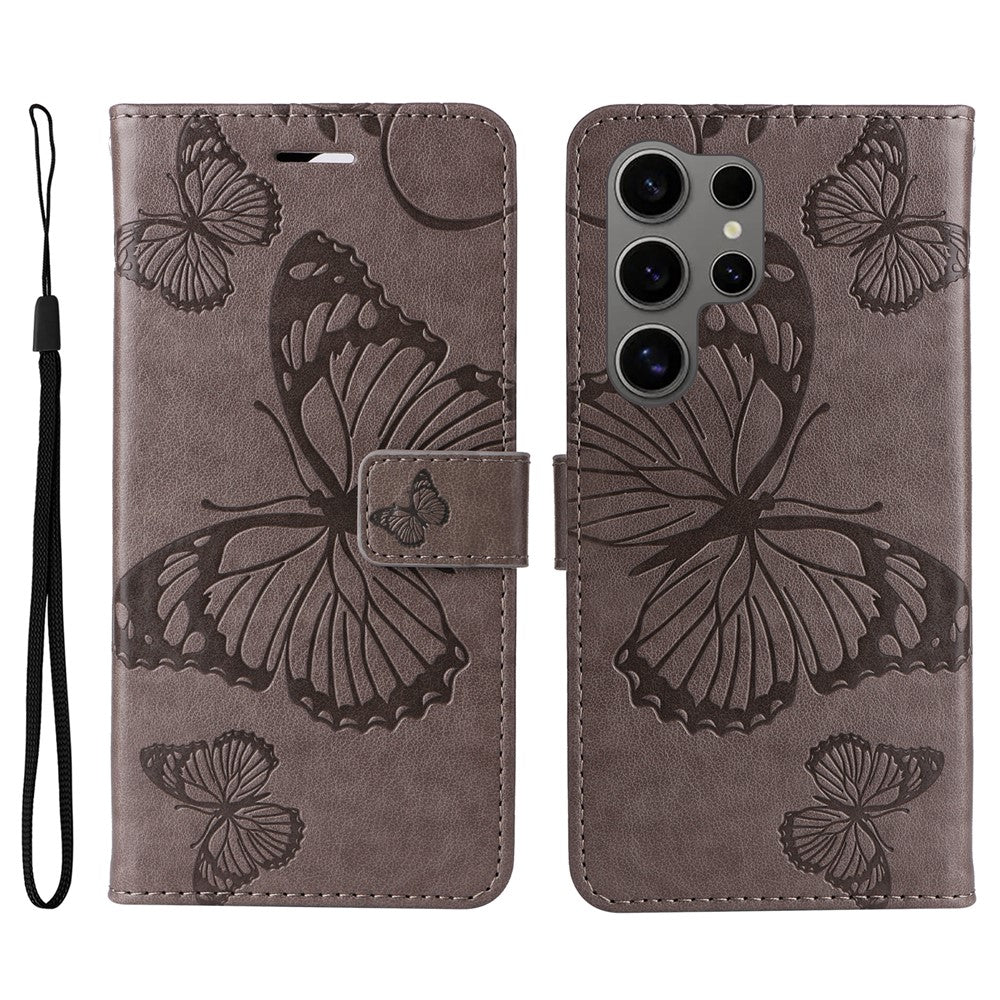 Galaxy S25 Ultra Wallet-Hülle – Schmetterling Aufgedruckt & Mit Ständer und Riemen