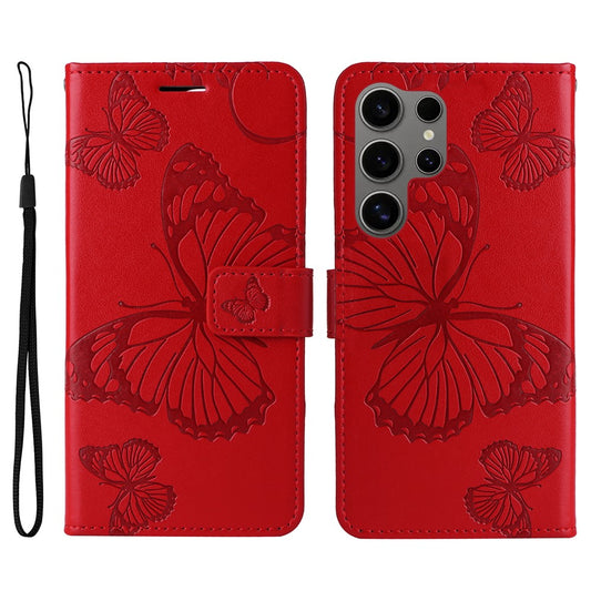 Galaxy S25 Ultra Wallet-Hülle – Schmetterling Aufgedruckt & Mit Ständer und Riemen