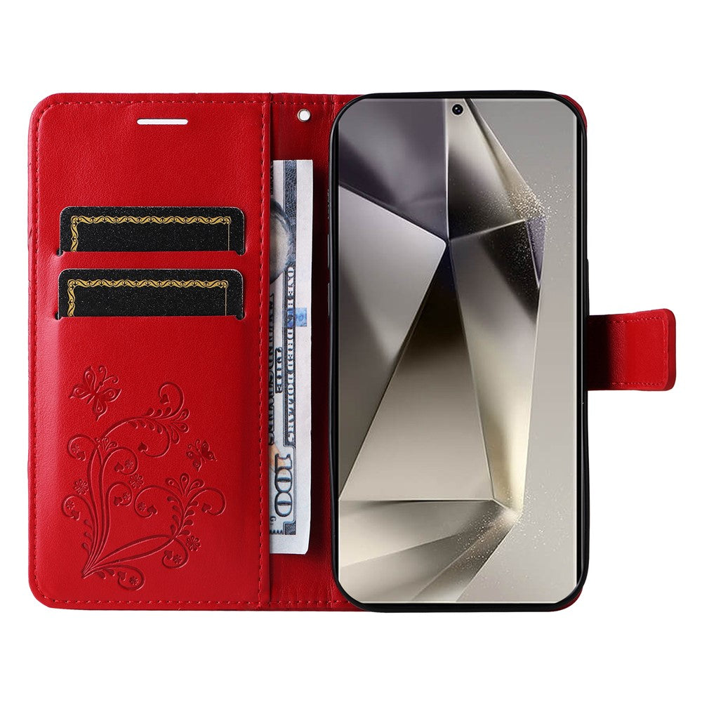 Galaxy S25 Ultra Wallet-Hülle – Schmetterling Aufgedruckt & Mit Ständer und Riemen