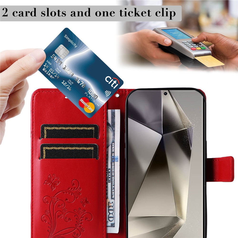 Galaxy S25 Ultra Wallet-Hülle – Schmetterling Aufgedruckt & Mit Ständer und Riemen