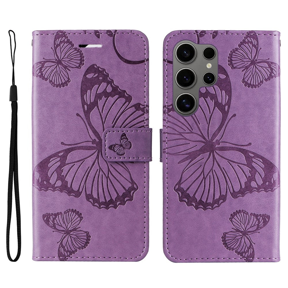 Galaxy S25 Ultra Wallet-Hülle – Schmetterling Aufgedruckt & Mit Ständer und Riemen