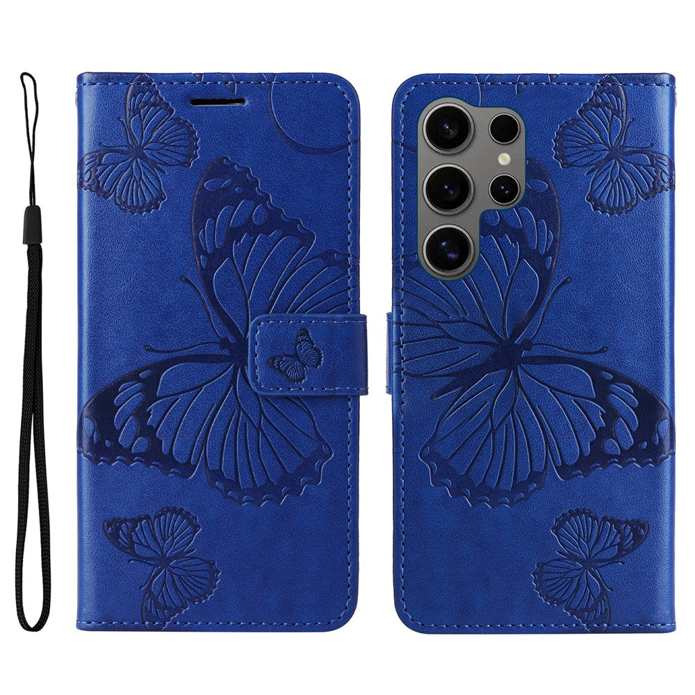 Galaxy S25 Ultra Wallet-Hülle – Schmetterling Aufgedruckt & Mit Ständer und Riemen