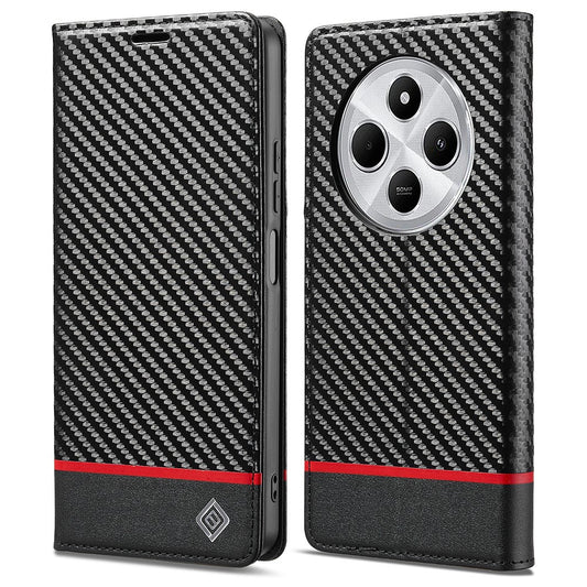 LC.IMEEKE For Xiaomi Poco C75 4G / Redmi 14R 5G / 14C 4G Case Carbon Fiber Texture Phone Cover Stand Card Holder