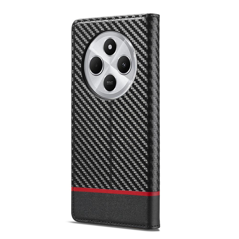 LC.IMEEKE For Xiaomi Poco C75 4G / Redmi 14R 5G / 14C 4G Case Carbon Fiber Texture Phone Cover Stand Card Holder
