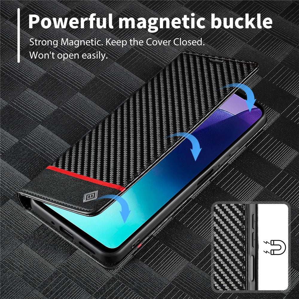 LC.IMEEKE For Xiaomi Poco C75 4G / Redmi 14R 5G / 14C 4G Case Carbon Fiber Texture Phone Cover Stand Card Holder