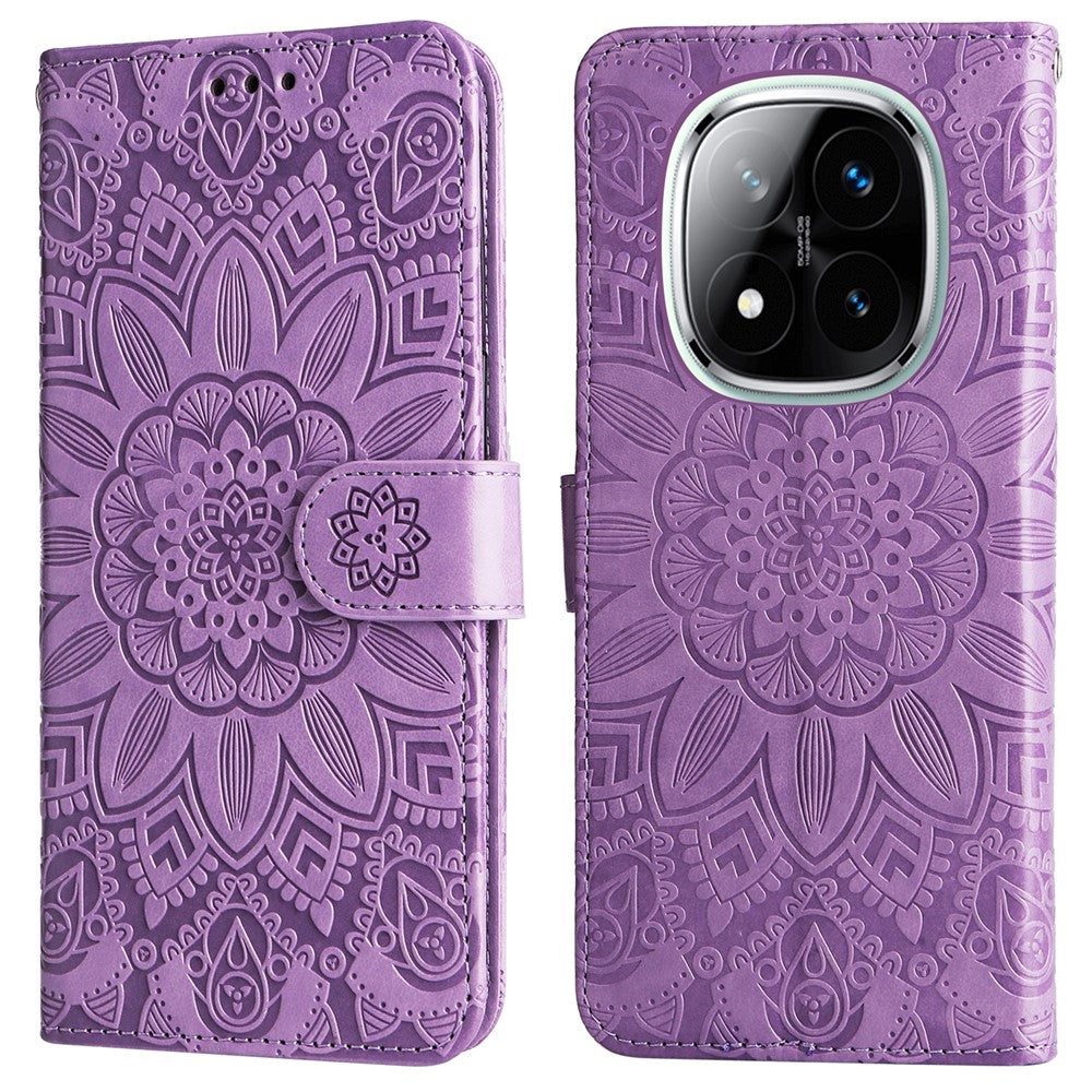 For Xiaomi Redmi Note 14 Pro+ 5G / Note 14 Pro 5G / Poco X7 5G Case Sunflower Imprint Leather Wallet Phone Cover