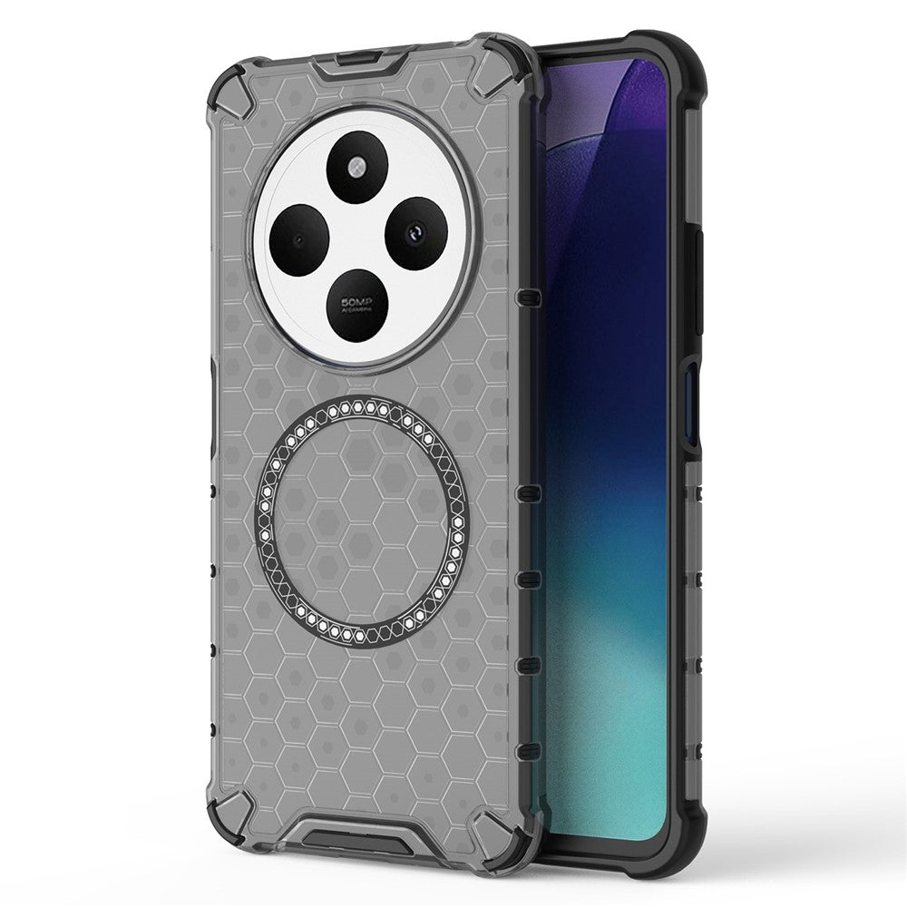 For Xiaomi Poco C75 4G / Redmi 14R 5G / 14C 4G Magnetic Case Honeycomb Design TPU+PC Phone Cover