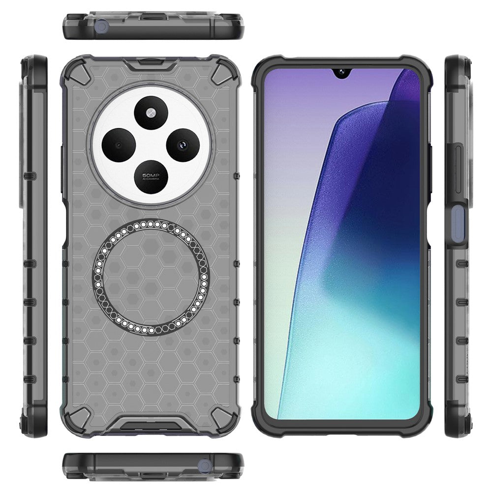 For Xiaomi Poco C75 4G / Redmi 14R 5G / 14C 4G Magnetic Case Honeycomb Design TPU+PC Phone Cover