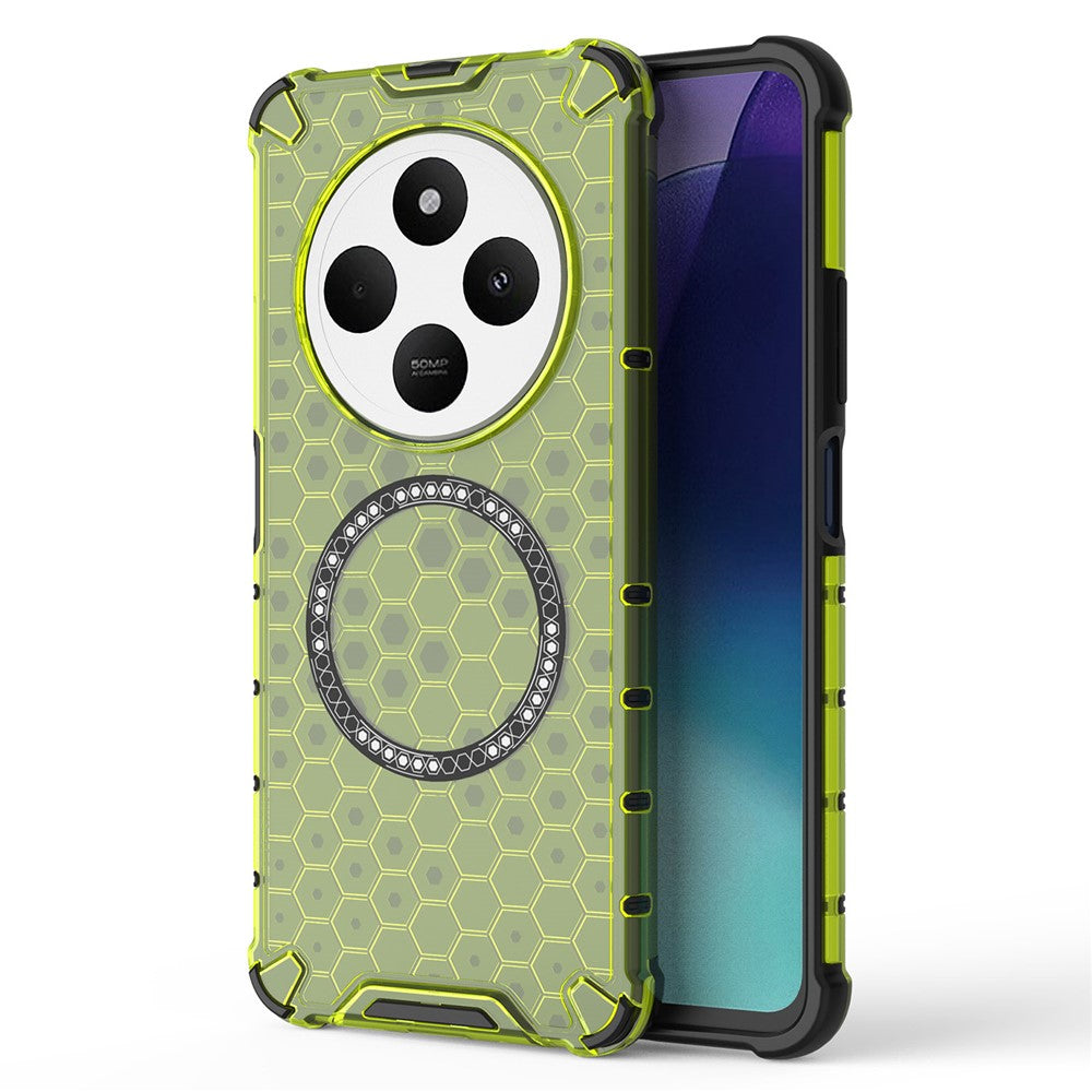For Xiaomi Poco C75 4G / Redmi 14R 5G / 14C 4G Magnetic Case Honeycomb Design TPU+PC Phone Cover