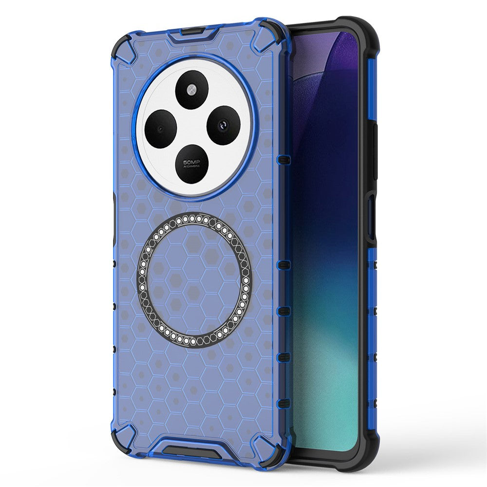 For Xiaomi Poco C75 4G / Redmi 14R 5G / 14C 4G Magnetic Case Honeycomb Design TPU+PC Phone Cover