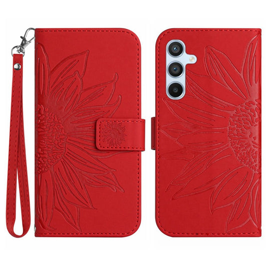 Galaxy A36 5G Wallet-Hülle – Sonnenblume aufgedruckt, mit Ständer & Riemen