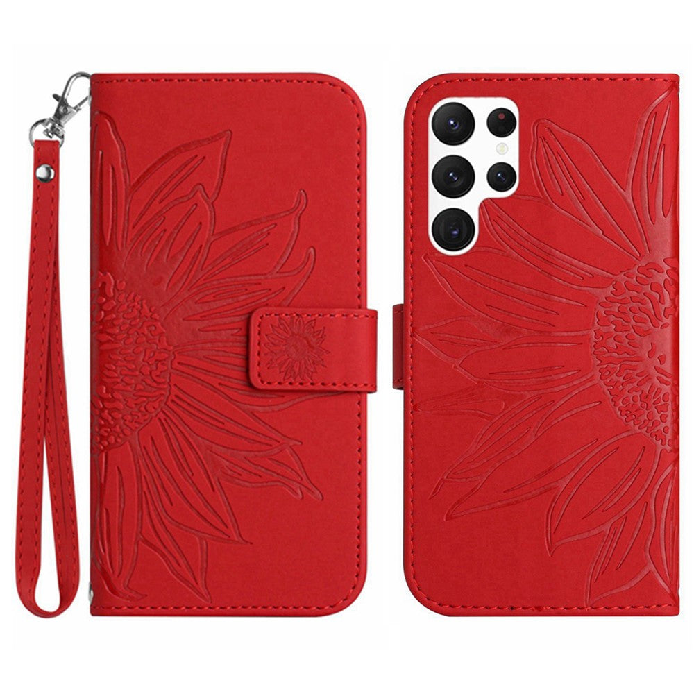 Galaxy S25 Ultra Wallet-Hülle – Sonnenblume aufgedruckt, mit Ständer & Riemen