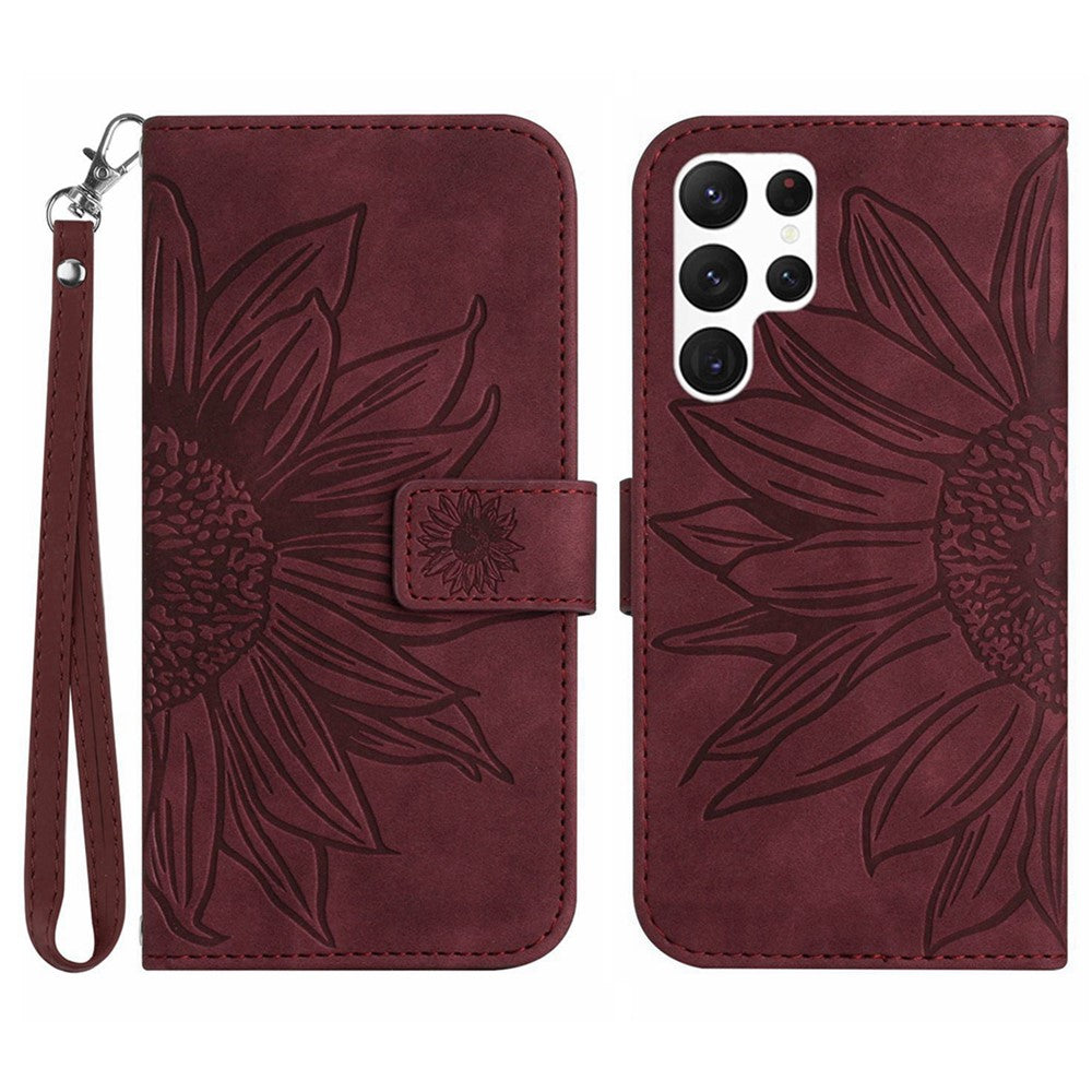 Galaxy S25 Ultra Wallet-Hülle – Sonnenblume aufgedruckt, mit Ständer & Riemen