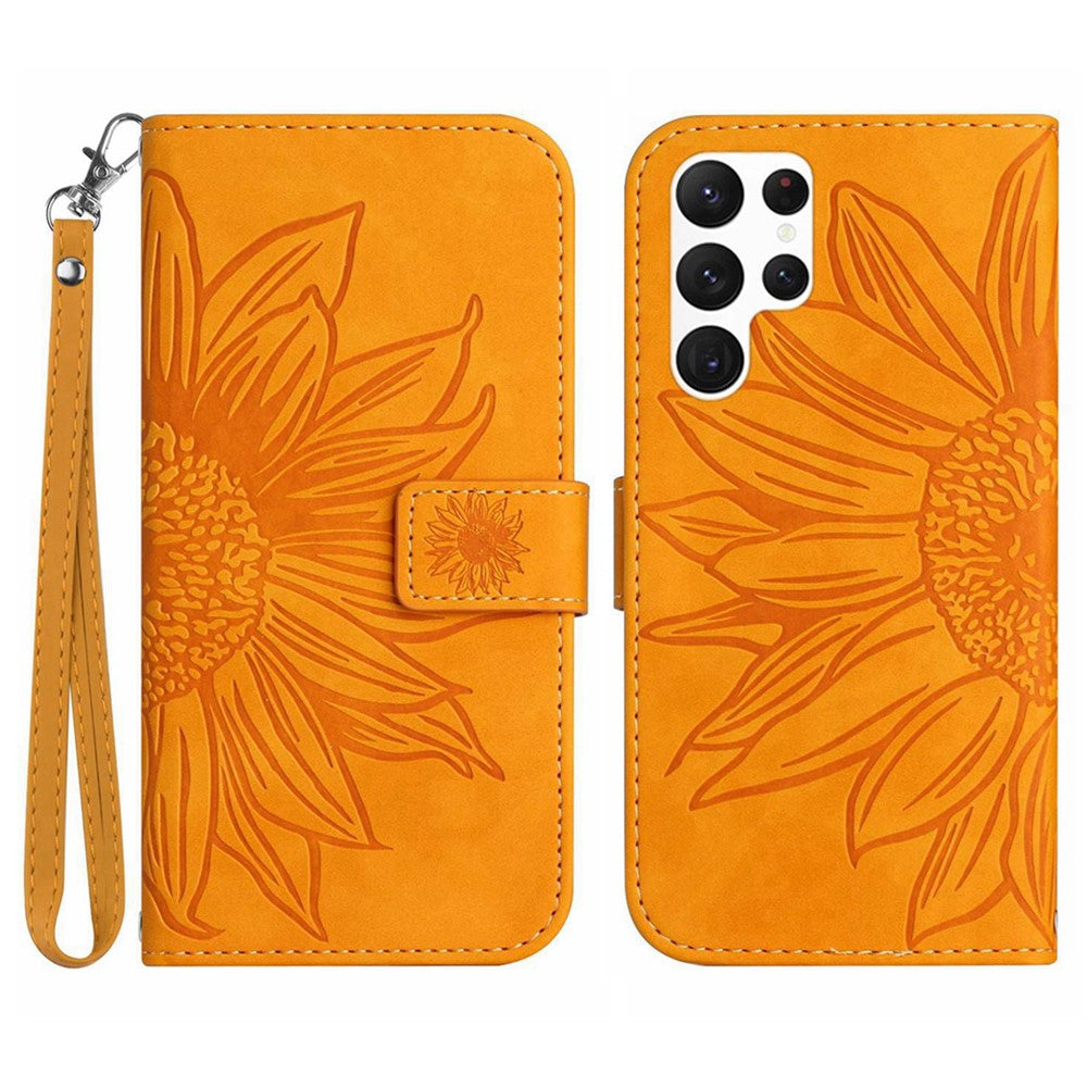 Galaxy S25 Ultra Wallet-Hülle – Sonnenblume aufgedruckt, mit Ständer & Riemen