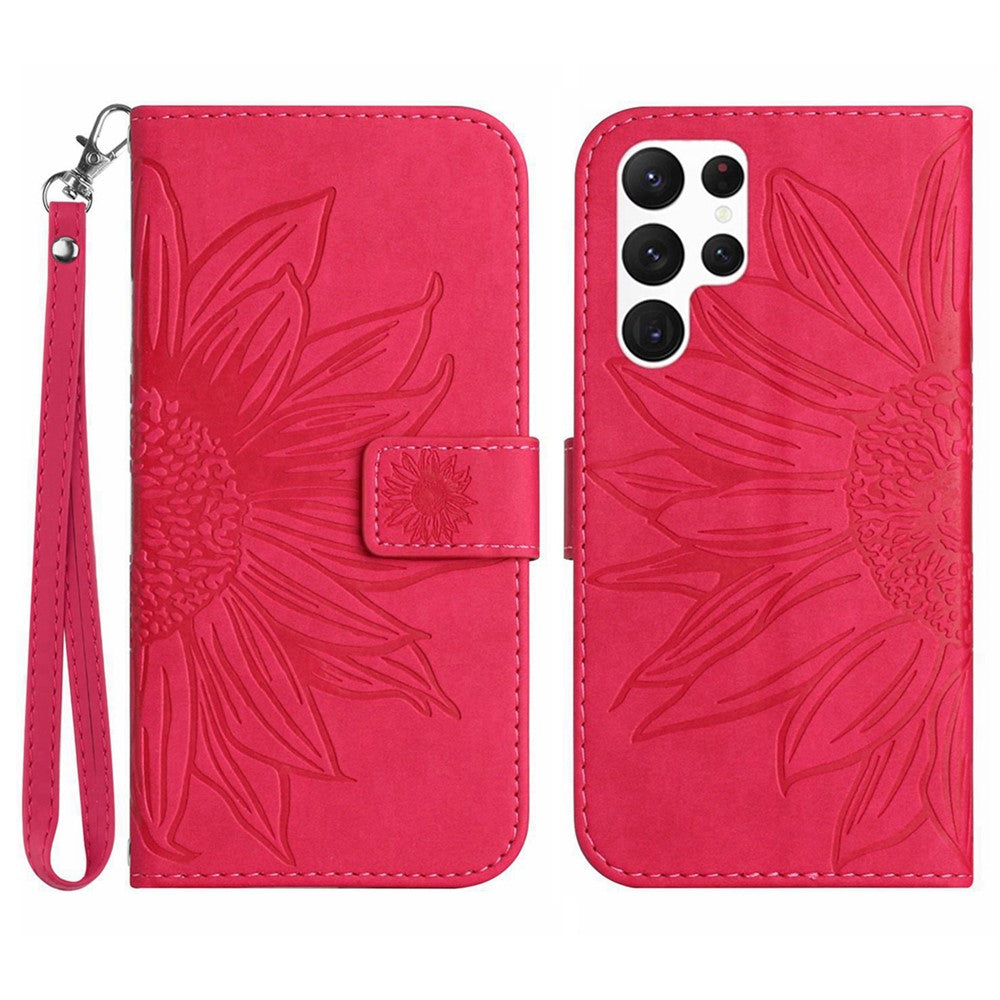 Galaxy S25 Ultra Wallet-Hülle – Sonnenblume aufgedruckt, mit Ständer & Riemen