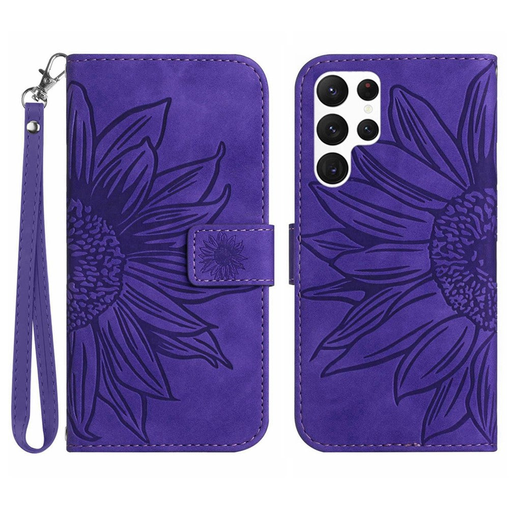 Galaxy S25 Ultra Wallet-Hülle – Sonnenblume aufgedruckt, mit Ständer & Riemen