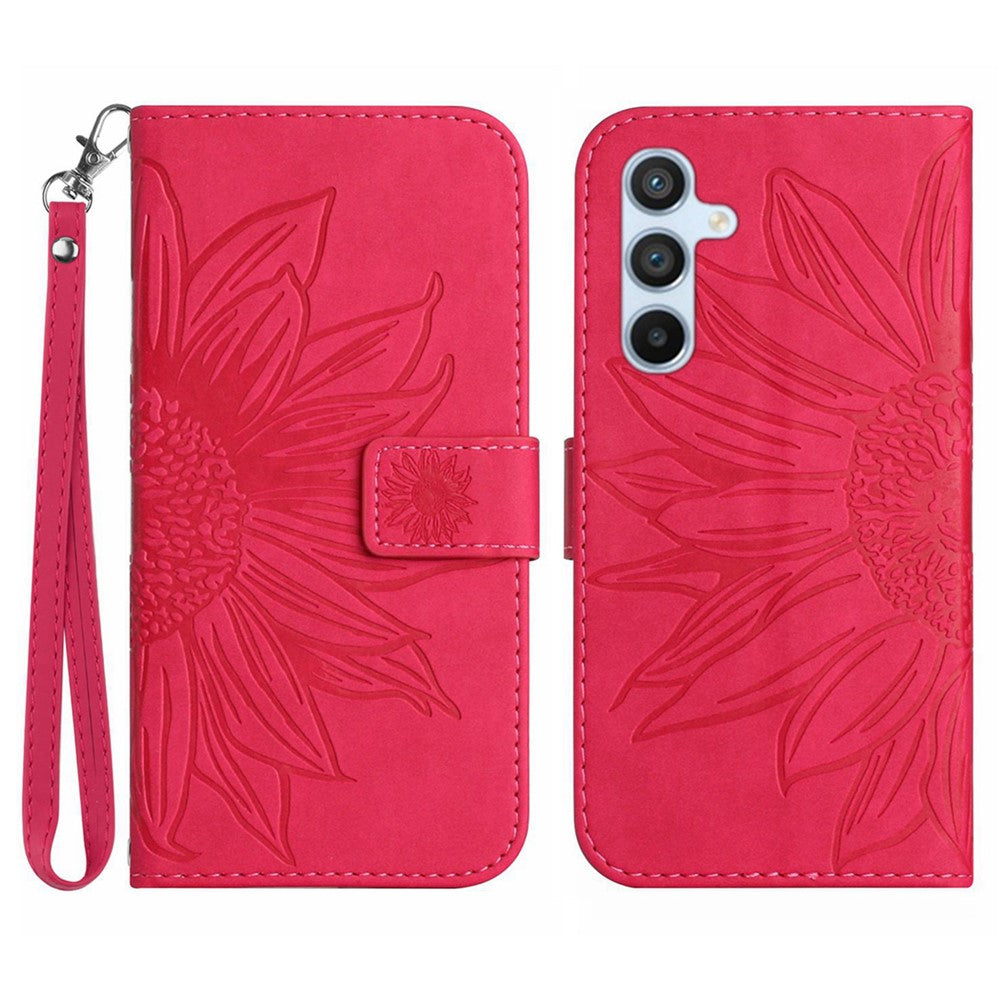 Galaxy S25 Plus Wallet-Hülle – Sonnenblume aufgedruckt, mit Ständer & Riemen