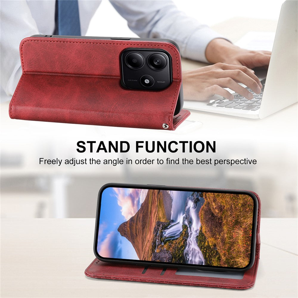 For Xiaomi Redmi Note 14 5G Case Calf Texture PU Leather Phone Cover with Wallet