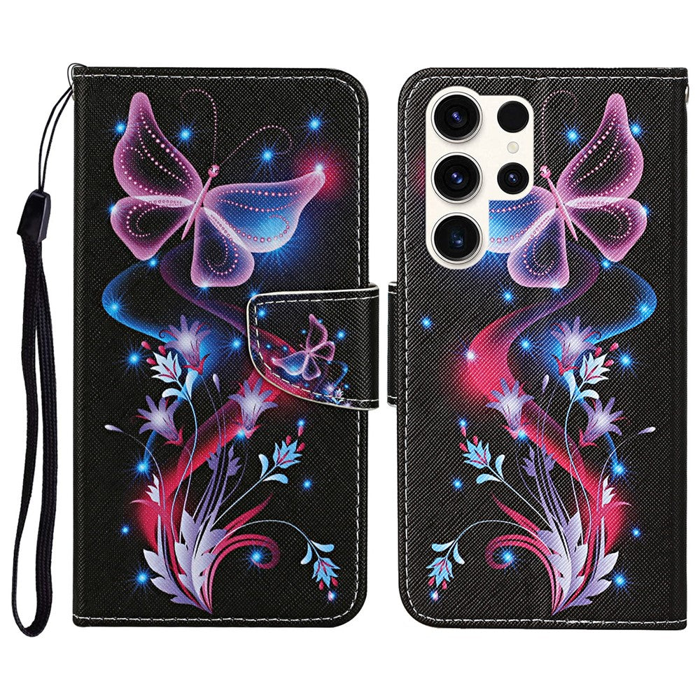 Galaxy S25 Ultra Wallet-Hülle – Musterdruck, mit Ständer & Riemen