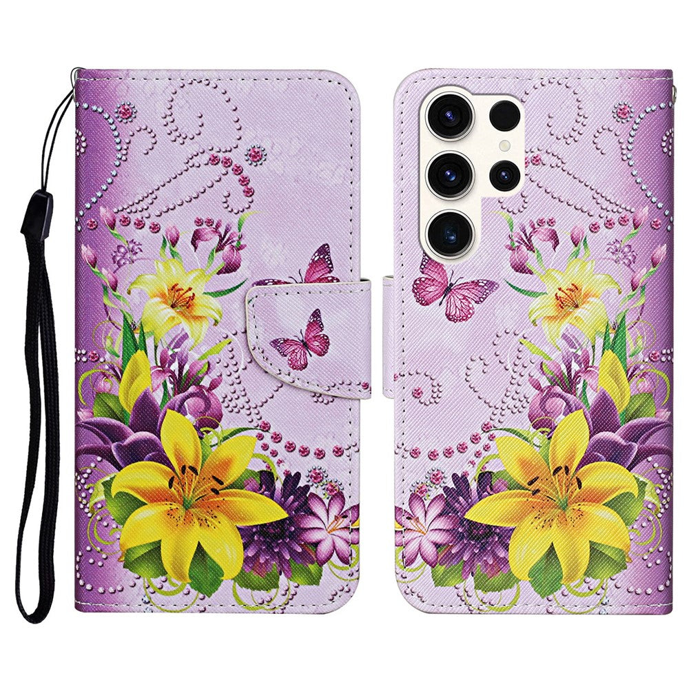 Galaxy S25 Ultra Wallet-Hülle – Musterdruck, mit Ständer & Riemen