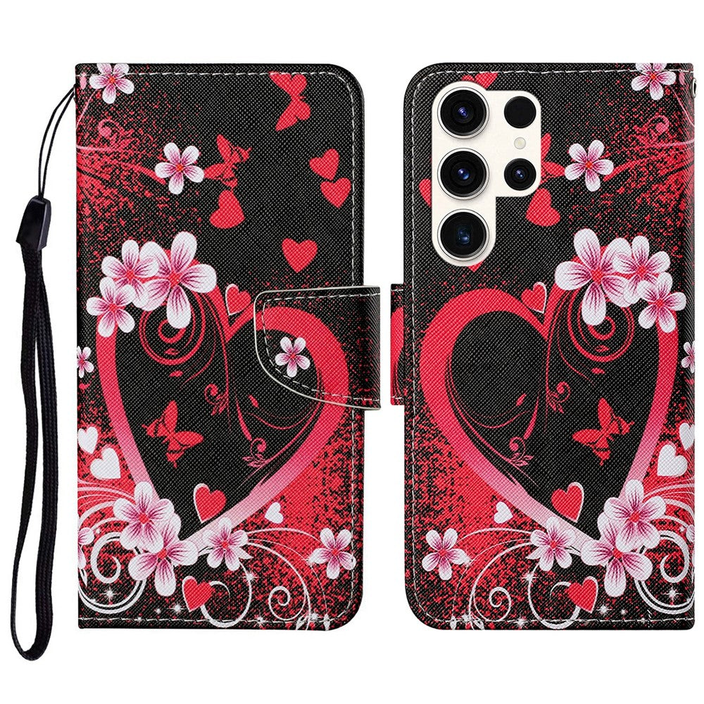Galaxy S25 Ultra Wallet-Hülle – Musterdruck, mit Ständer & Riemen