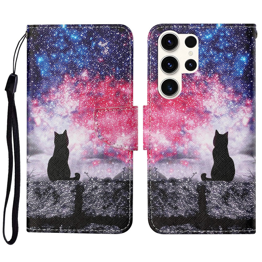 Galaxy S25 Ultra Wallet-Hülle – Musterdruck, mit Ständer & Riemen