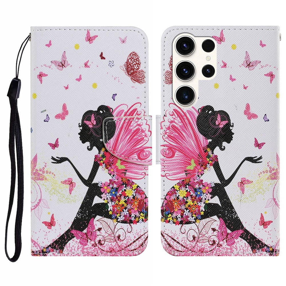 Galaxy S25 Ultra Wallet-Hülle – Musterdruck, mit Ständer & Riemen