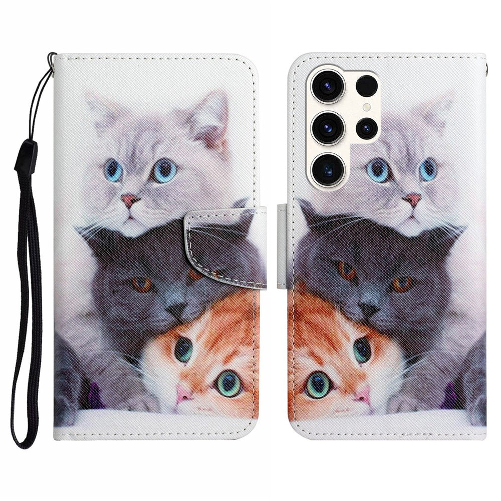 Galaxy S25 Ultra Wallet-Hülle – Musterdruck, mit Ständer & Riemen