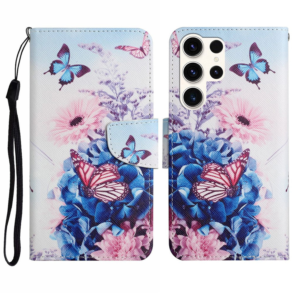 Galaxy S25 Ultra Wallet-Hülle – Musterdruck, mit Ständer & Riemen