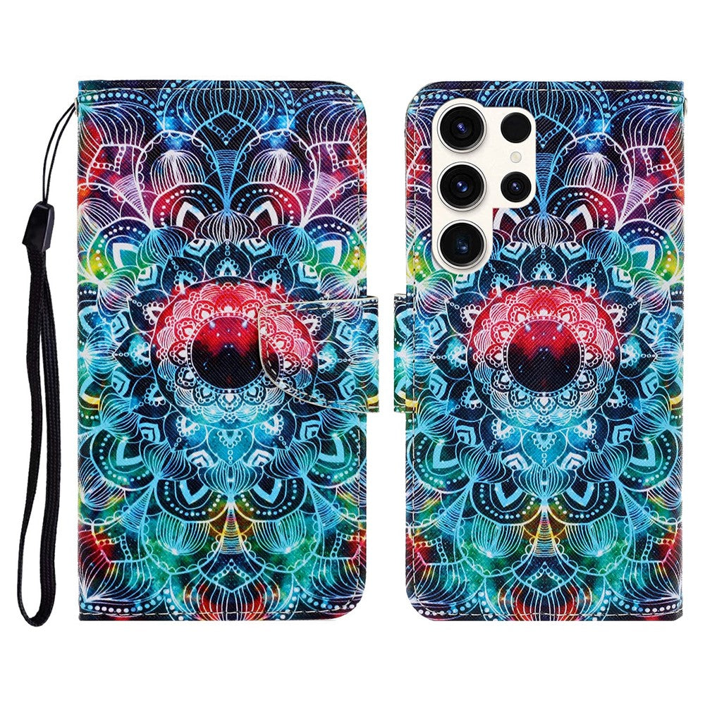 Galaxy S25 Ultra Wallet-Hülle – Musterdruck, mit Ständer & Riemen