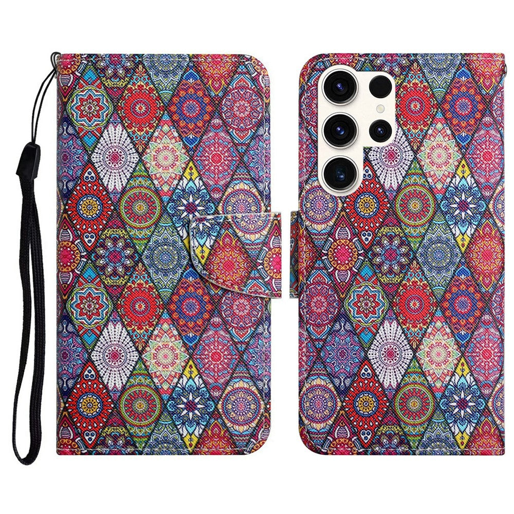 Galaxy S25 Ultra Wallet-Hülle – Musterdruck, mit Ständer & Riemen