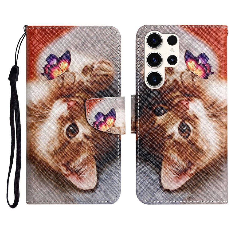 Galaxy S25 Ultra Wallet-Hülle – Musterdruck, mit Ständer & Riemen