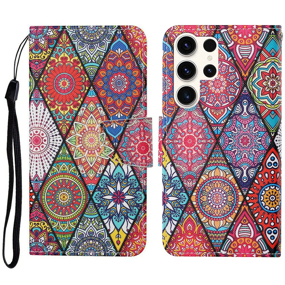 Galaxy S25 Ultra Wallet-Hülle – Musterdruck, mit Ständer & Riemen