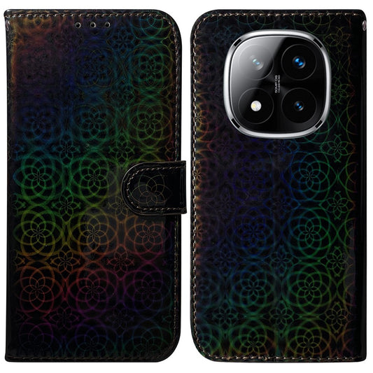 Xiaomi Redmi Note 14 Pro 5G / Xiaomi Poco X7 5G Handyhülle – Poco X7 5G mit Standfunktion, schillernde Blumen-Leder