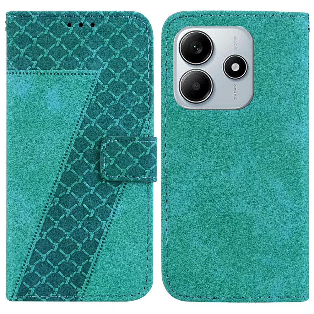 For Xiaomi Redmi Note 14 5G Stand Case 7-Shaped Pattern Imprint Leather Phone Cover
